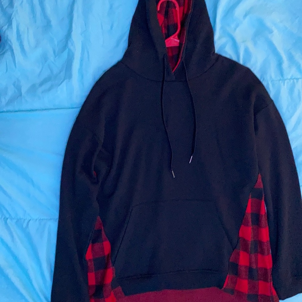 Black and red plaid hoodie